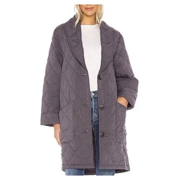 Free People Jackets & Blazers - Free People Women's XS Oversized Gray Quilted Happy Day Dreamer Jacket